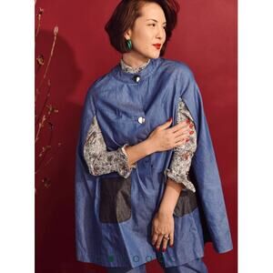 Buru | NWOT Le Cape Contrast Pockets Reversible Dark Chambray Size XS